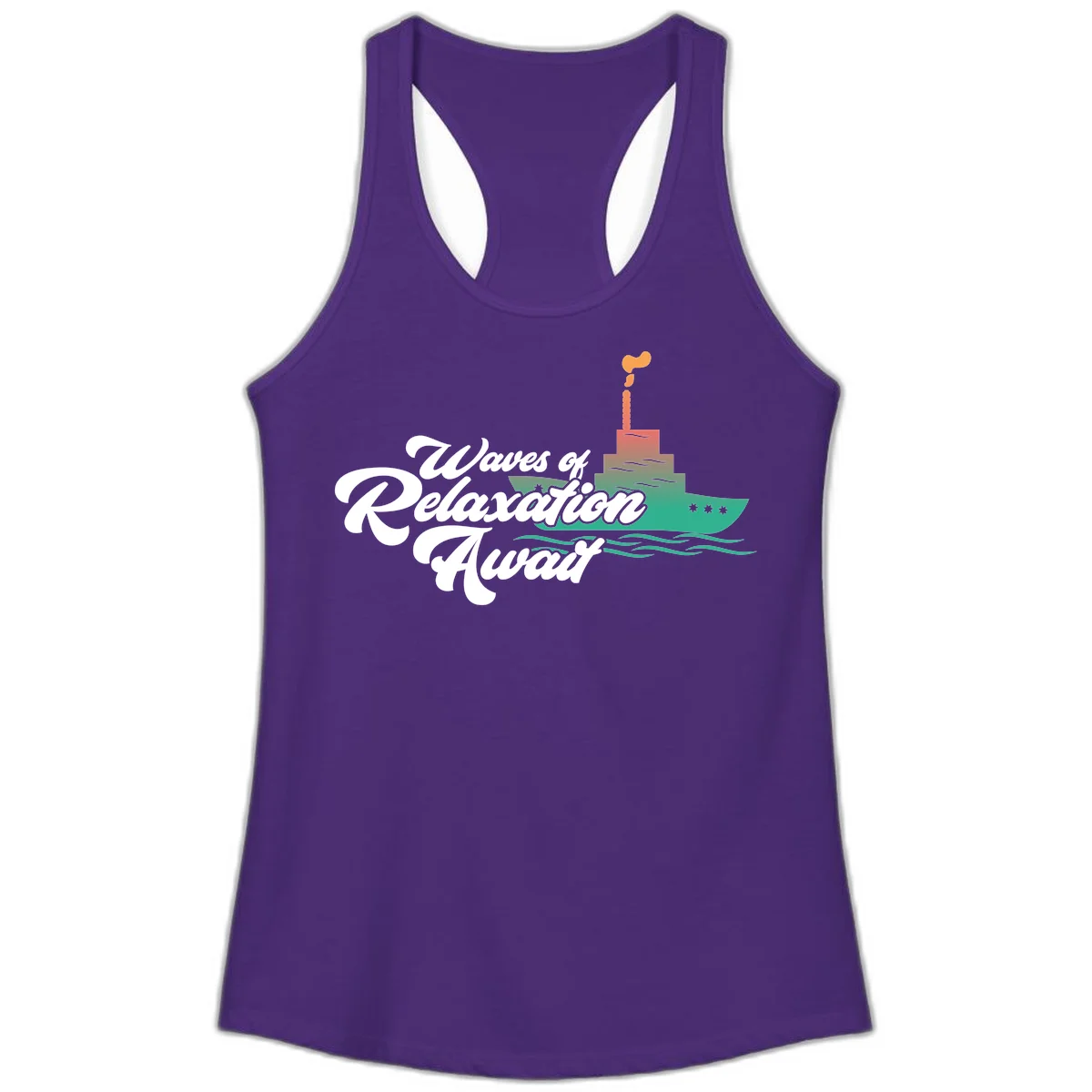 Waves Of Relaxation Await Ladies Tank in Solid Purple Rush