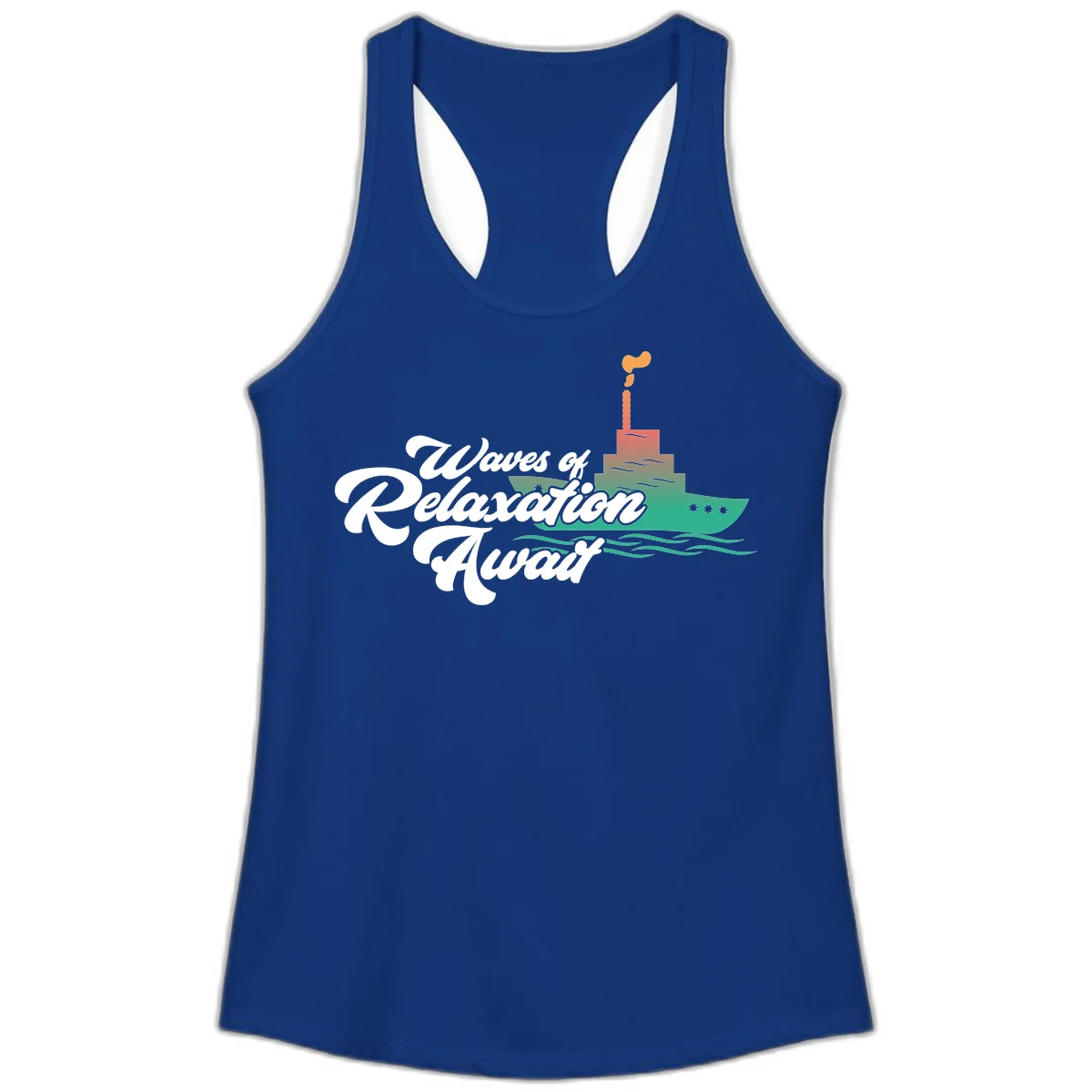 Waves Of Relaxation Await Ladies Tank in Solid Royal