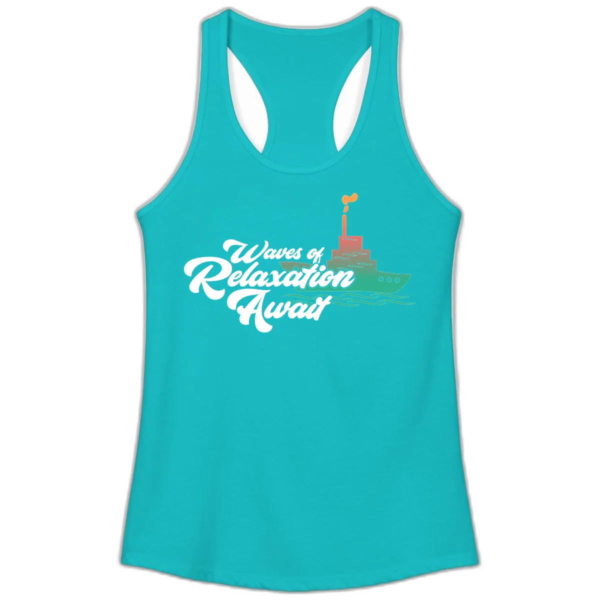 Waves Of Relaxation Await Ladies Tank in Tahiti Blue