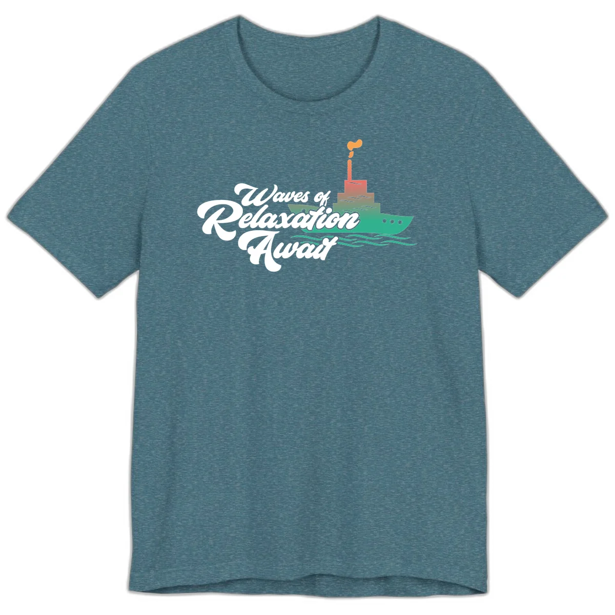 Waves Of Relaxation Await Premium T-Shirt in Heather Deep Teal