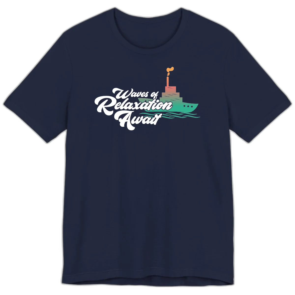 Waves Of Relaxation Await Premium T-Shirt in Navy