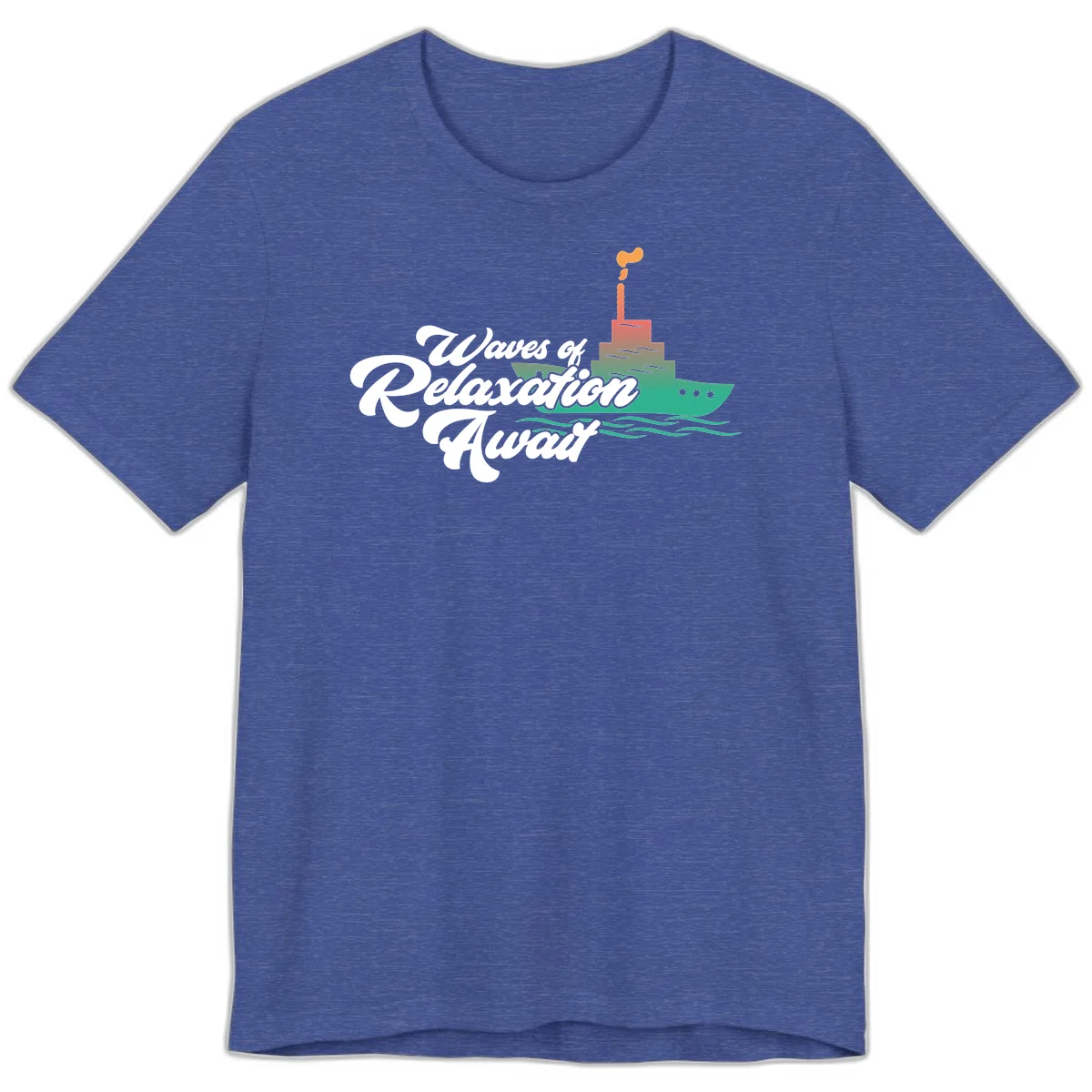 Waves Of Relaxation Await Premium T-Shirt in Heather True Royal