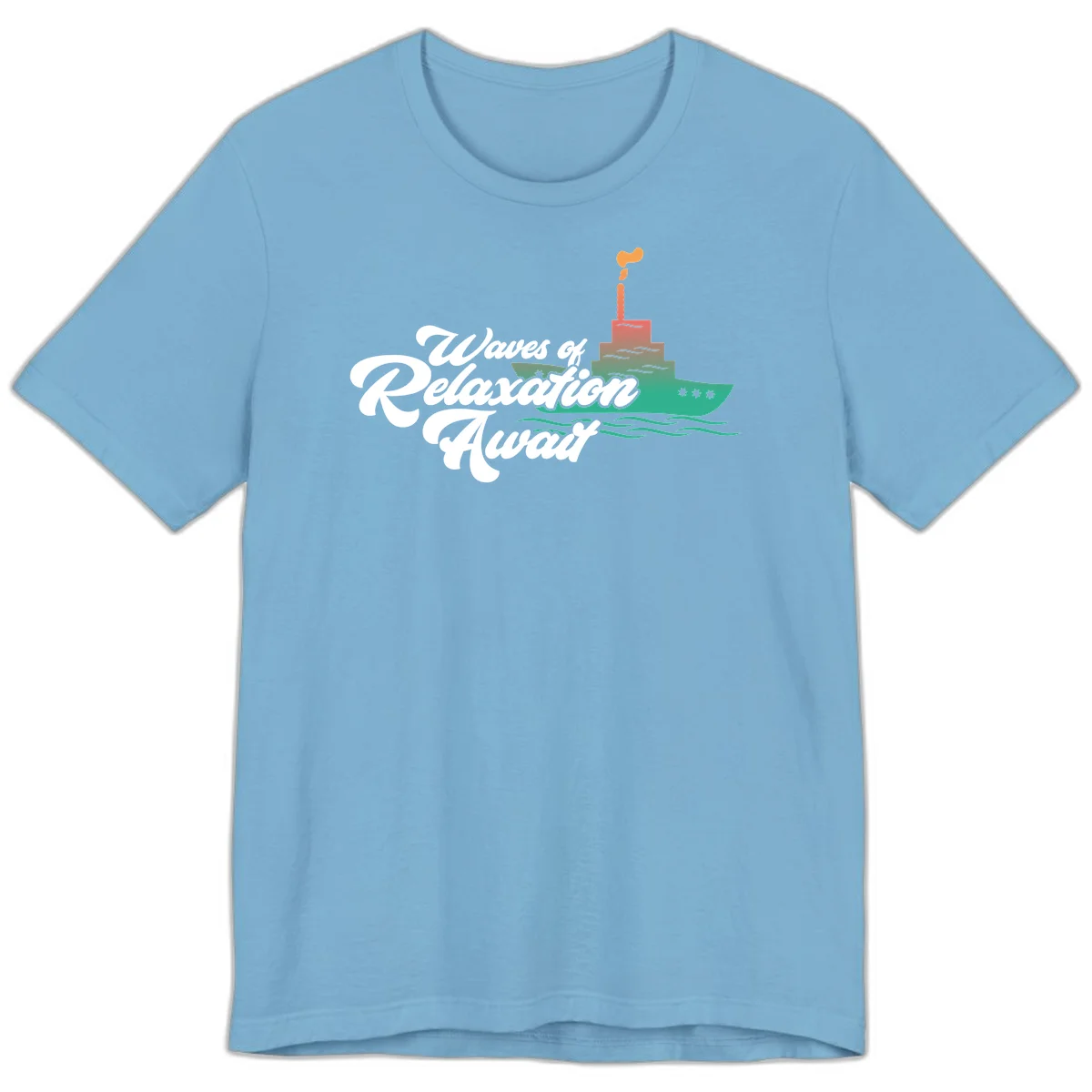 Waves Of Relaxation Await Premium T-Shirt in Ocean Blue