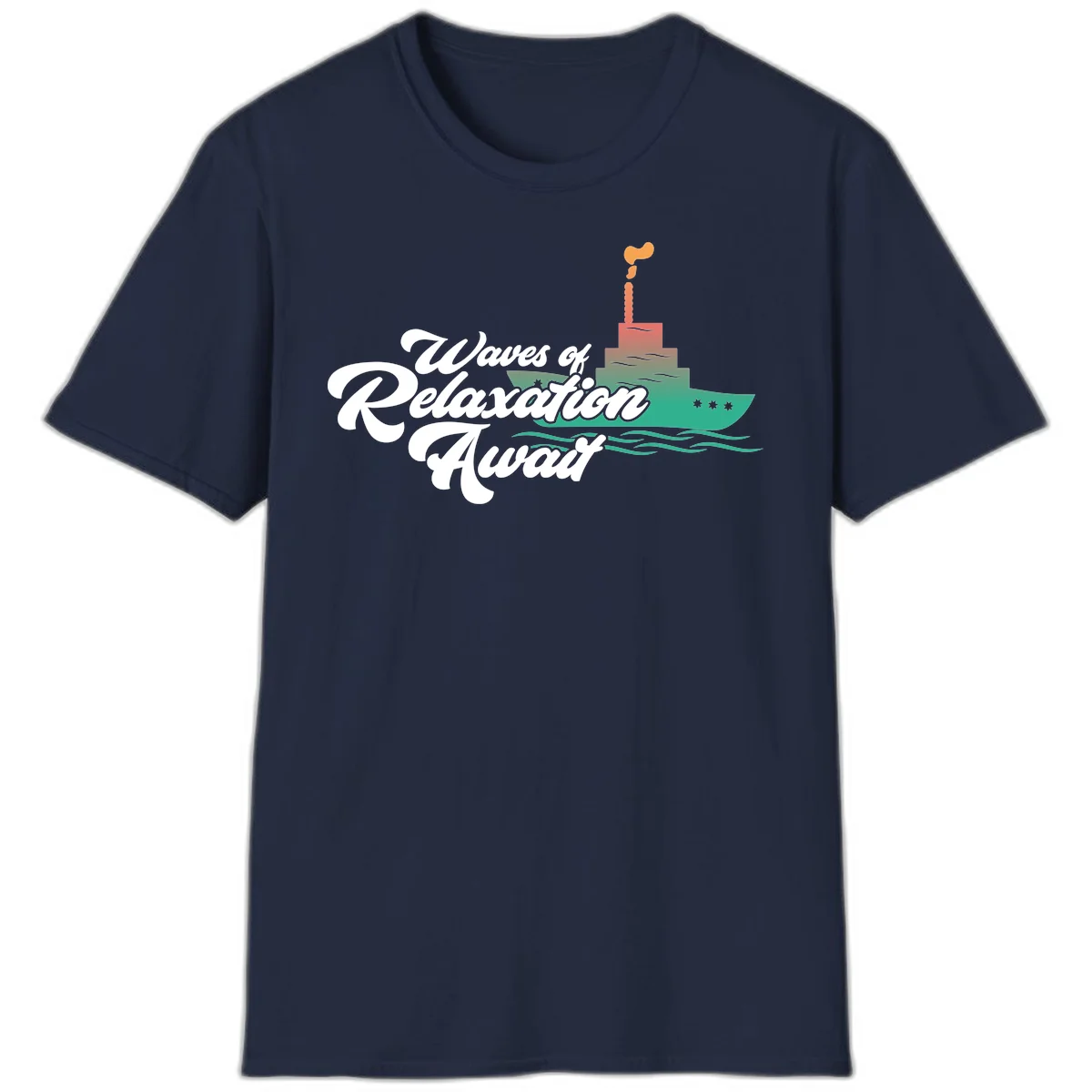 Waves Of Relaxation Await T-Shirt in Navy