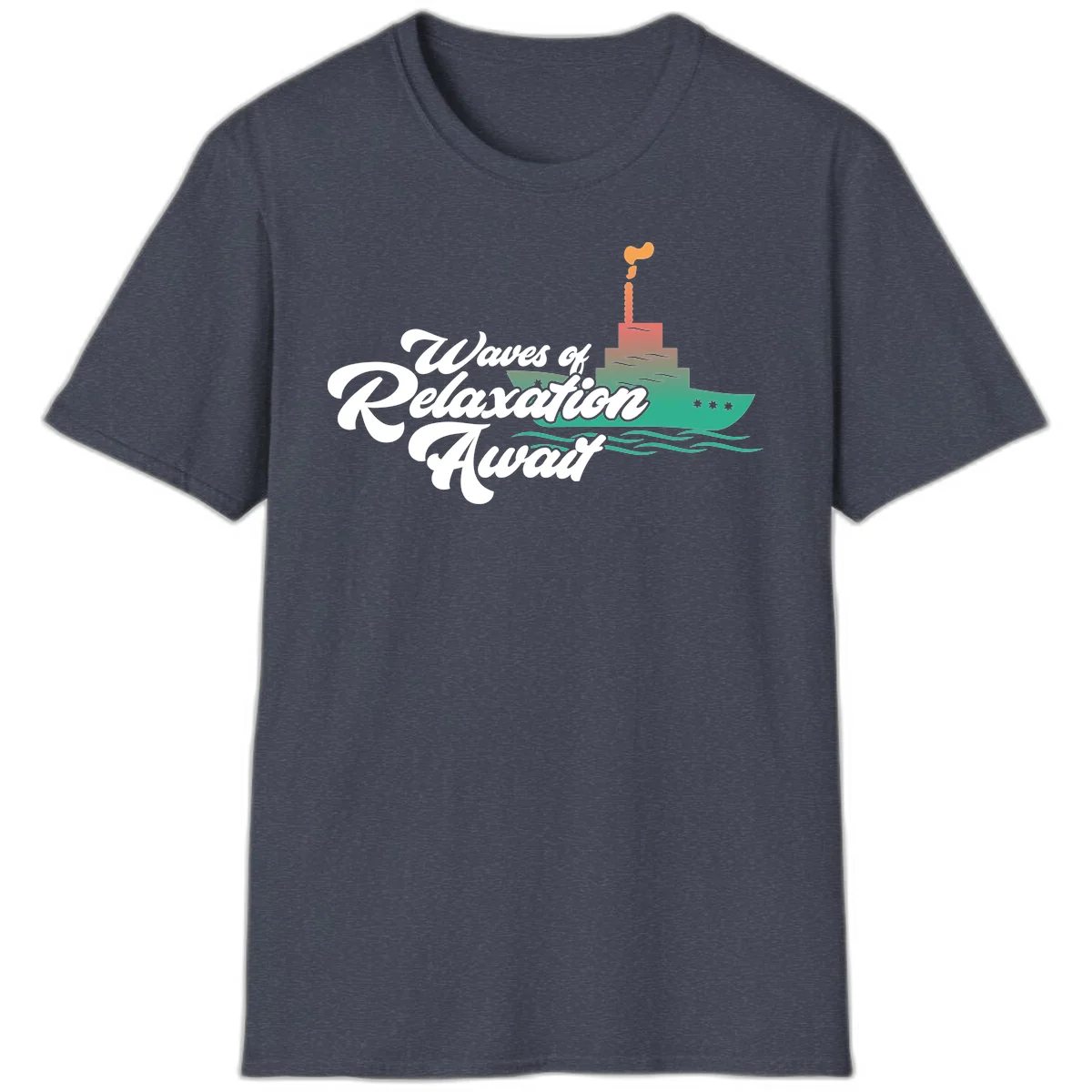 Waves Of Relaxation Await T-Shirt in Heather Navy