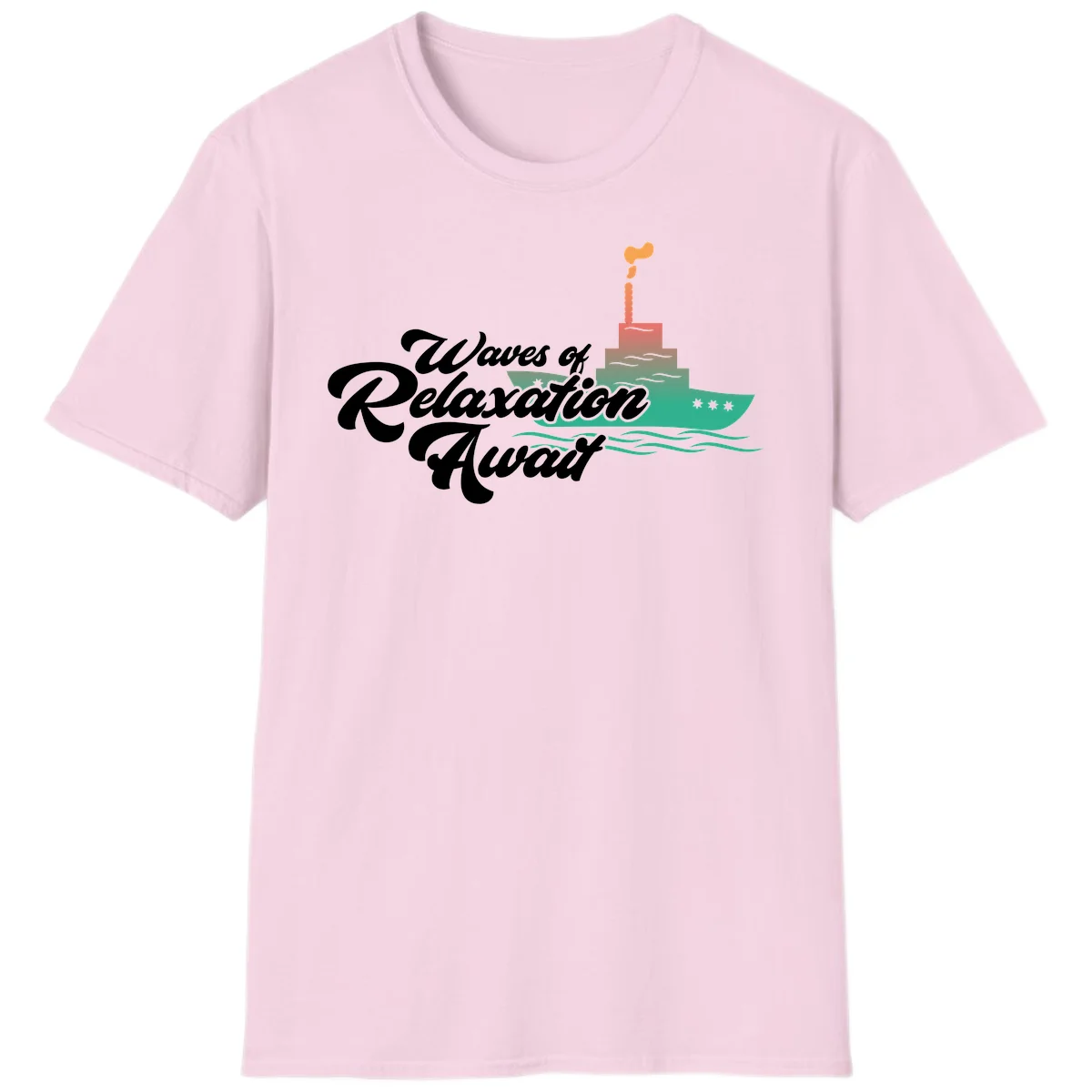 Waves Of Relaxation Await T-Shirt in Light Pink