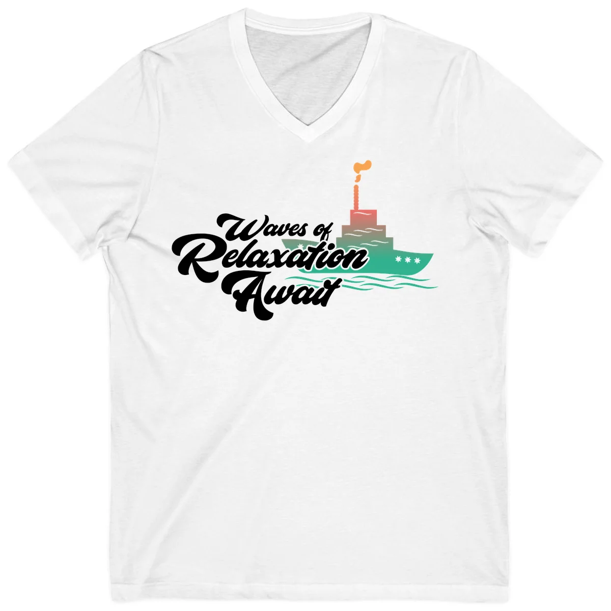 Waves Of Relaxation Await V-Neck in White