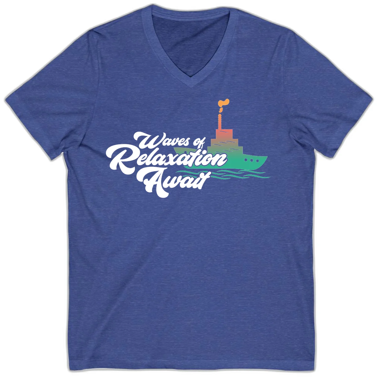 Waves Of Relaxation Await V-Neck in Heather True Royal