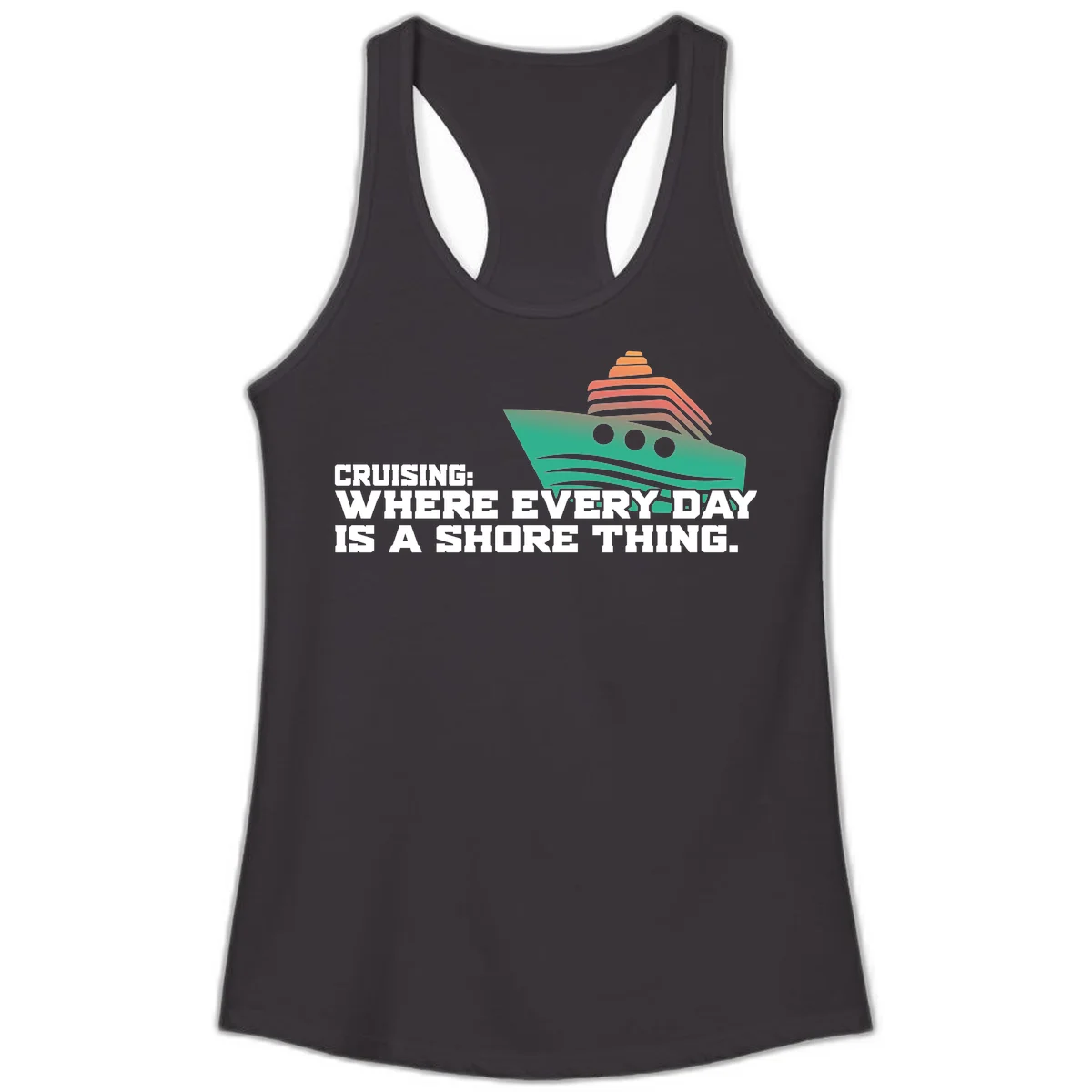 Where Every Day Is A Shore Thing Ladies Tank in Black