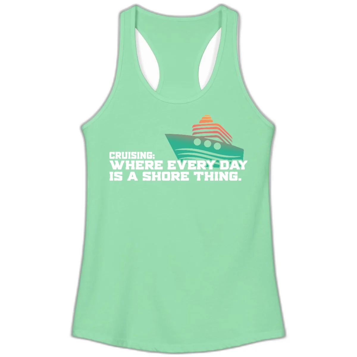 Where Every Day Is A Shore Thing Ladies Tank in Solid Mint