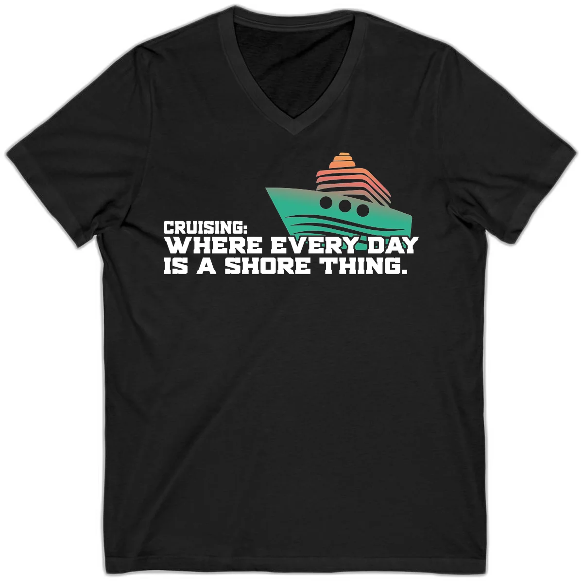 Where Every Day Is A Shore Thing V-Neck in Black