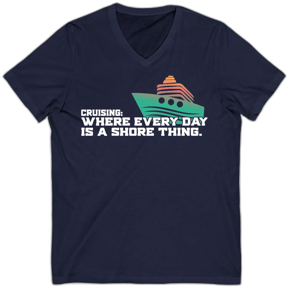 Where Every Day Is A Shore Thing V-Neck in Navy