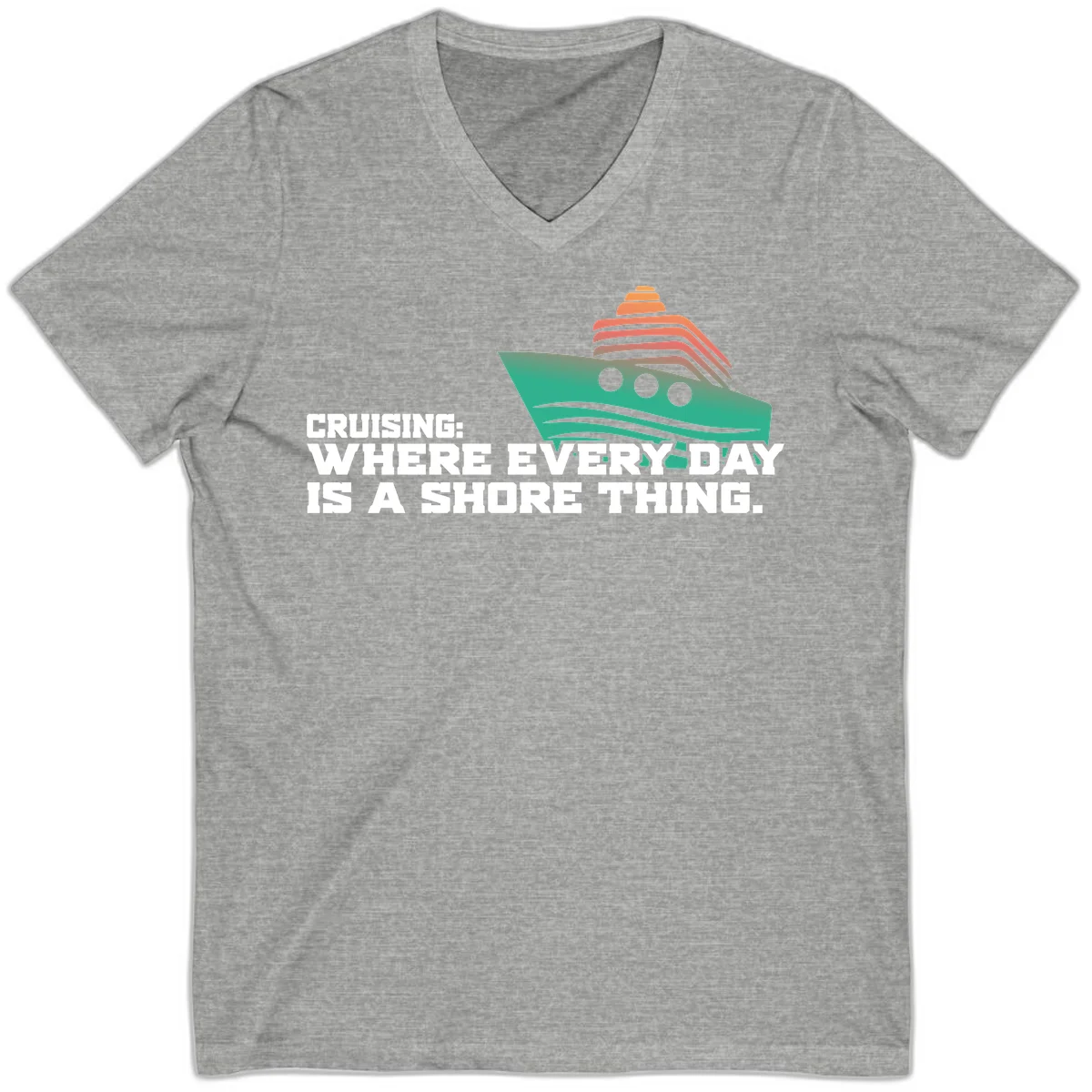 Where Every Day Is A Shore Thing V-Neck in Athletic Heather