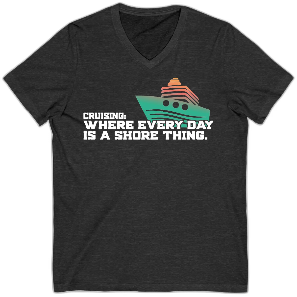 Where Every Day Is A Shore Thing V-Neck in Dark Grey Heather