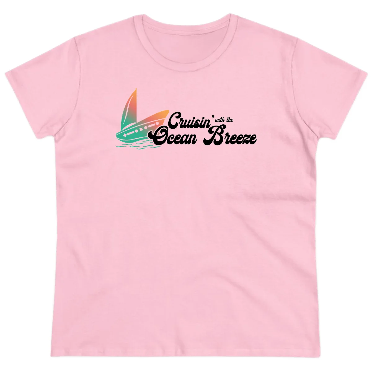 Cruisin' With The Ocean Breeze Ladies Tee in Light Pink