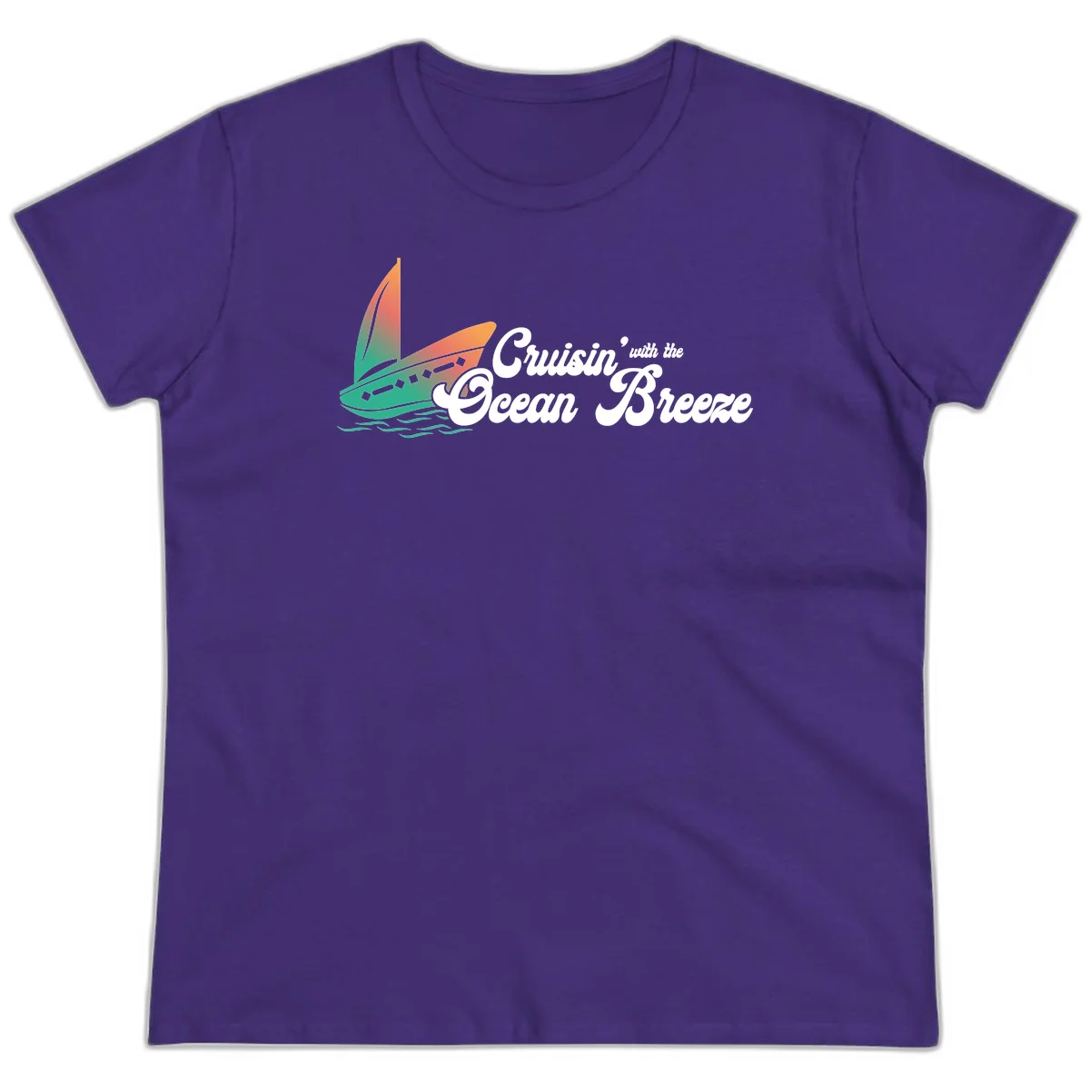 Cruisin' With The Ocean Breeze Ladies Tee in Purple