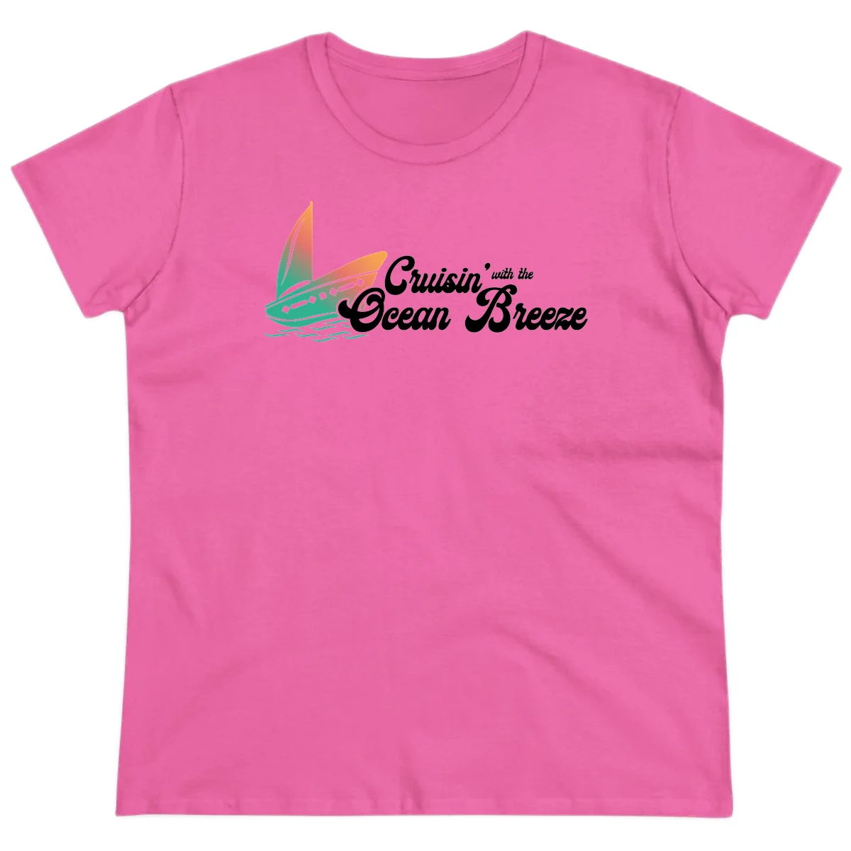 Cruisin' With The Ocean Breeze Ladies Tee in Azalea