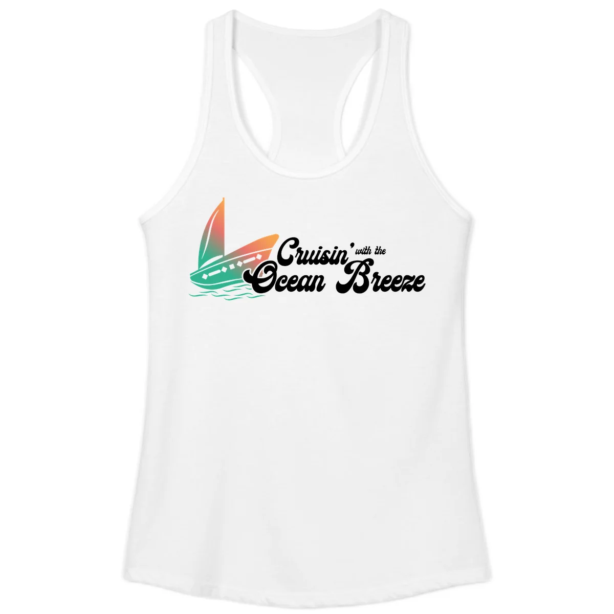 Cruisin' With The Ocean Breeze Ladies Tank in White