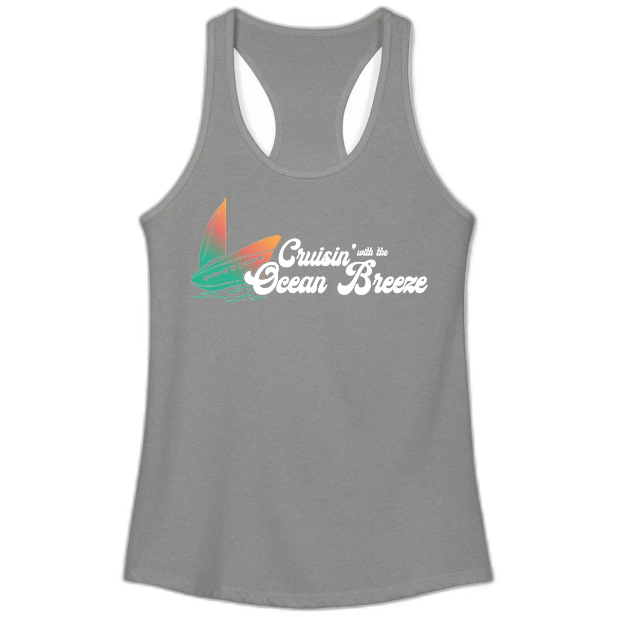 Cruisin' With The Ocean Breeze Ladies Tank in Heather Grey