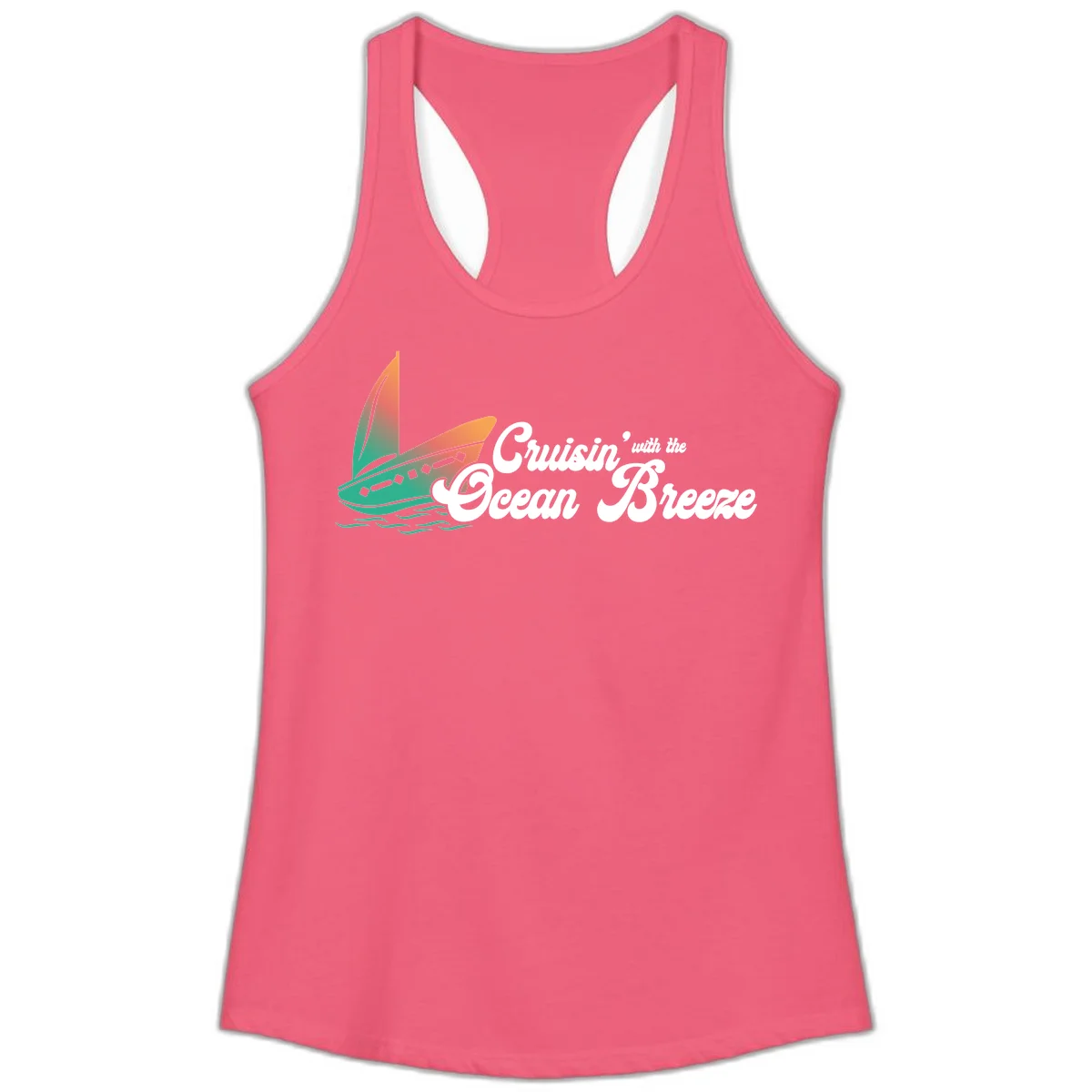 Cruisin' With The Ocean Breeze Ladies Tank in Hot Pink