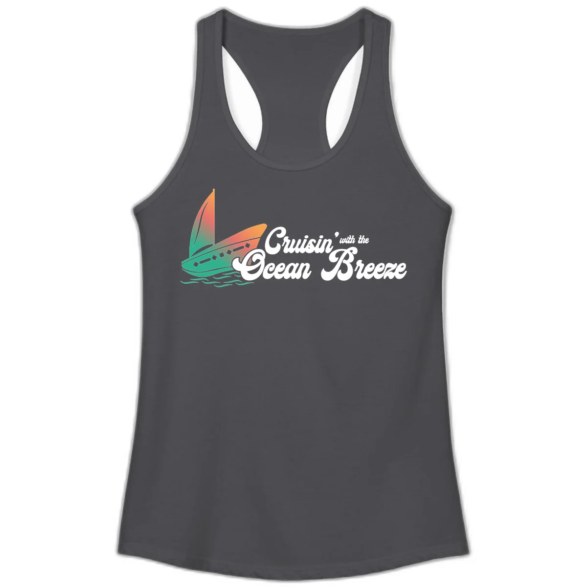 Cruisin' With The Ocean Breeze Ladies Tank in Solid Dark Gray