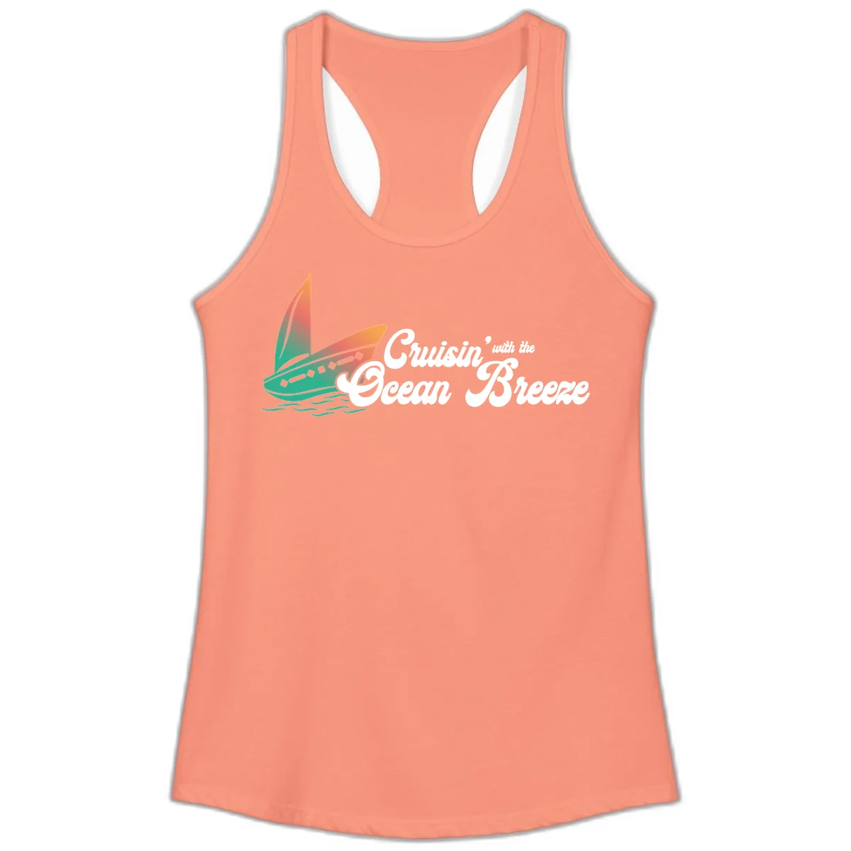 Cruisin' With The Ocean Breeze Ladies Tank in Solid Light Orange