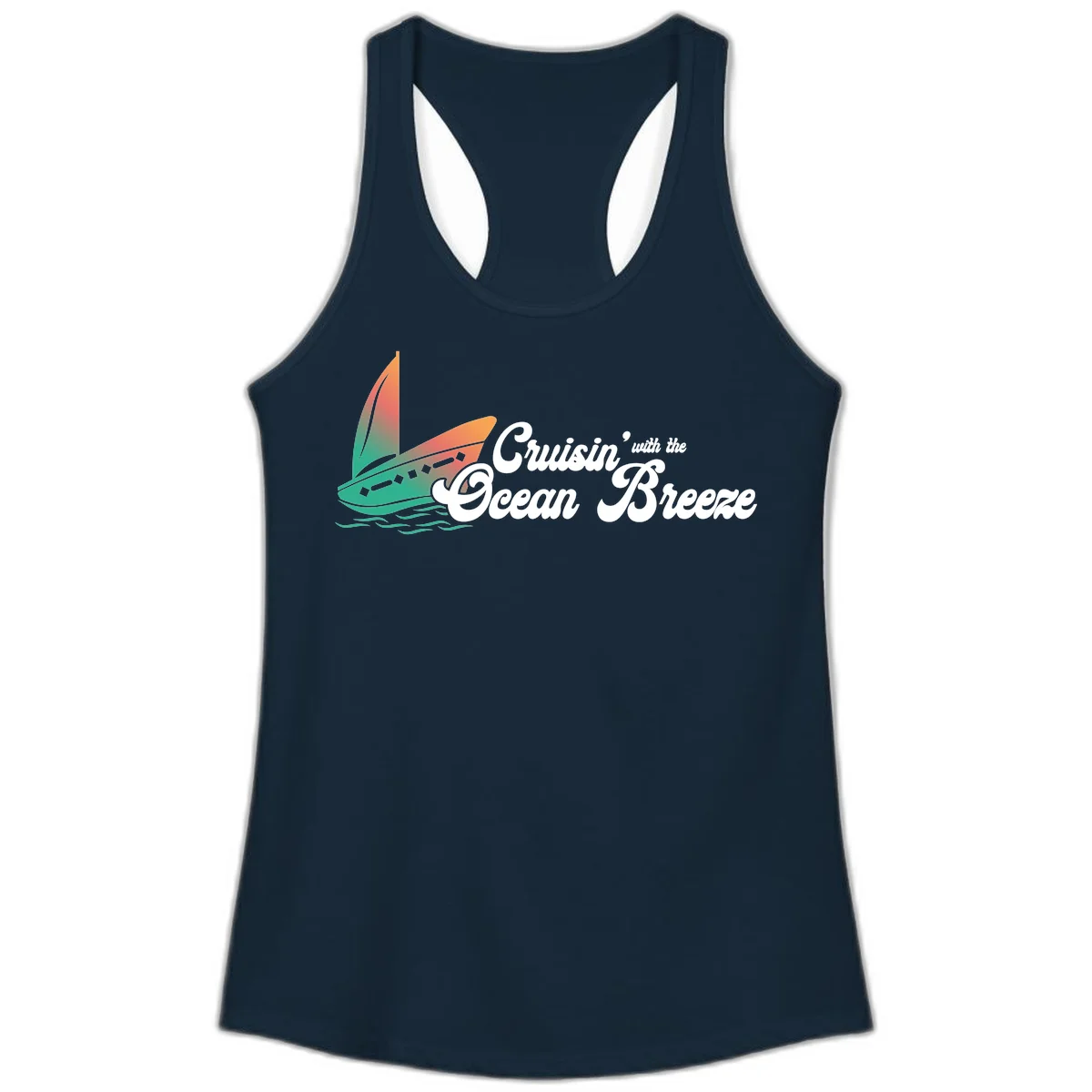 Cruisin' With The Ocean Breeze Ladies Tank in Solid Midnight Navy