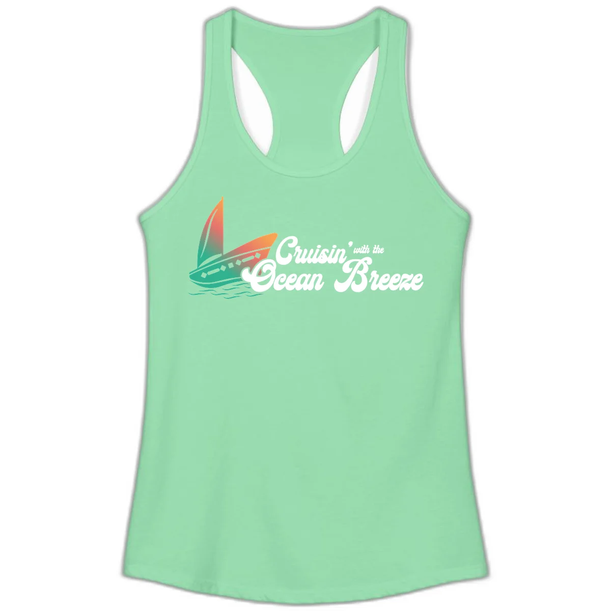 Cruisin' With The Ocean Breeze Ladies Tank in Solid Mint