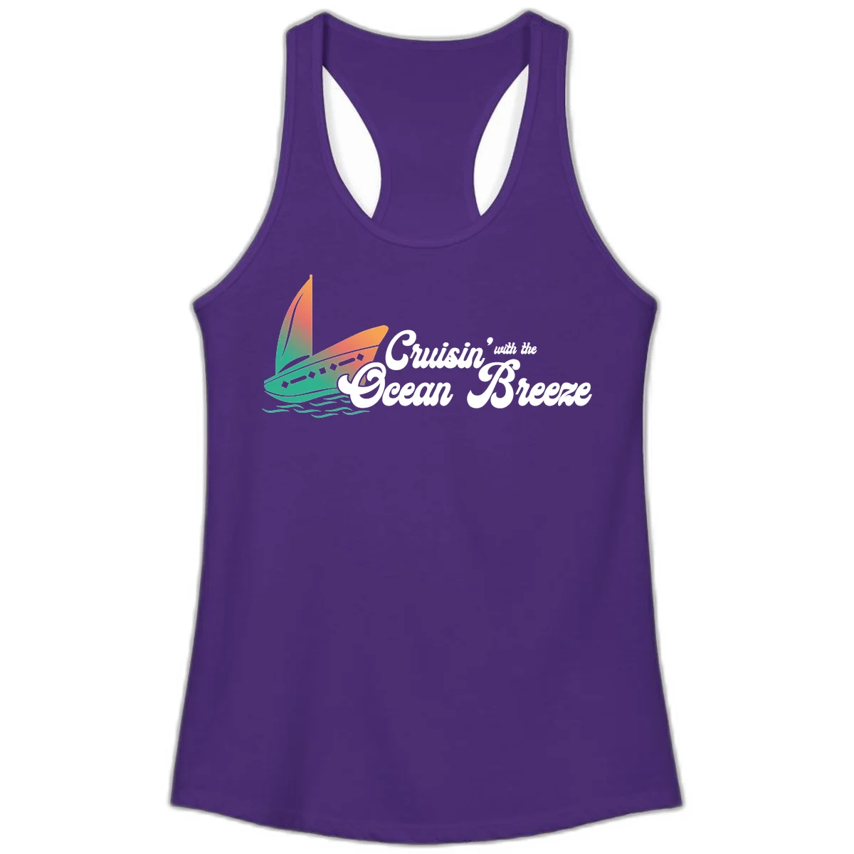 Cruisin' With The Ocean Breeze Ladies Tank in Solid Purple Rush