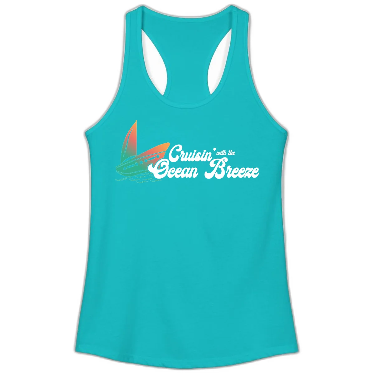 Cruisin' With The Ocean Breeze Ladies Tank in Tahiti Blue