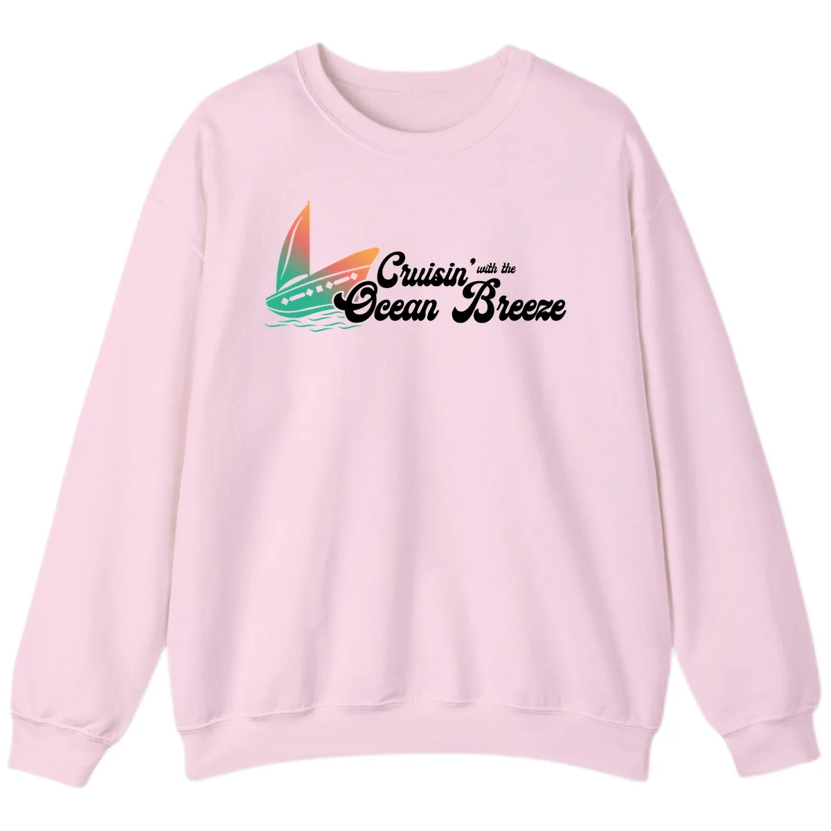 Cruisin' With The Ocean Breeze Sweatshirt in Light Pink