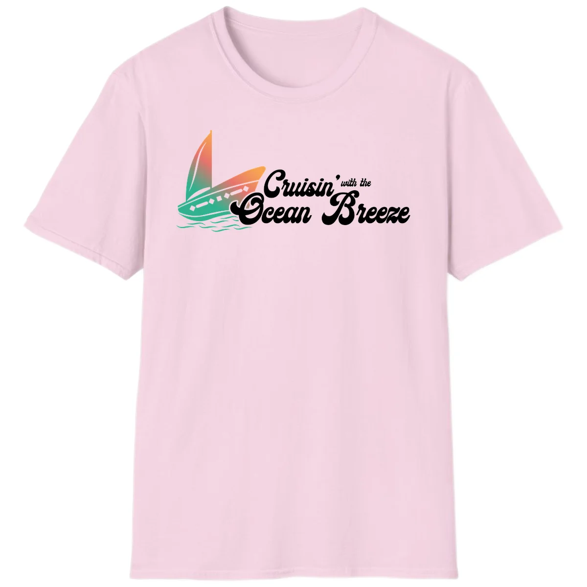 Cruisin' With The Ocean Breeze T-Shirt in Light Pink