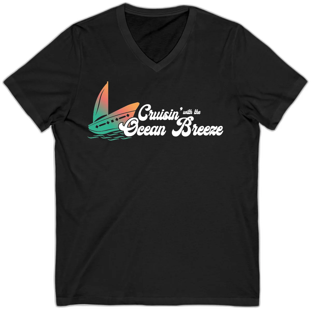 Cruisin' With The Ocean Breeze V-Neck in Black