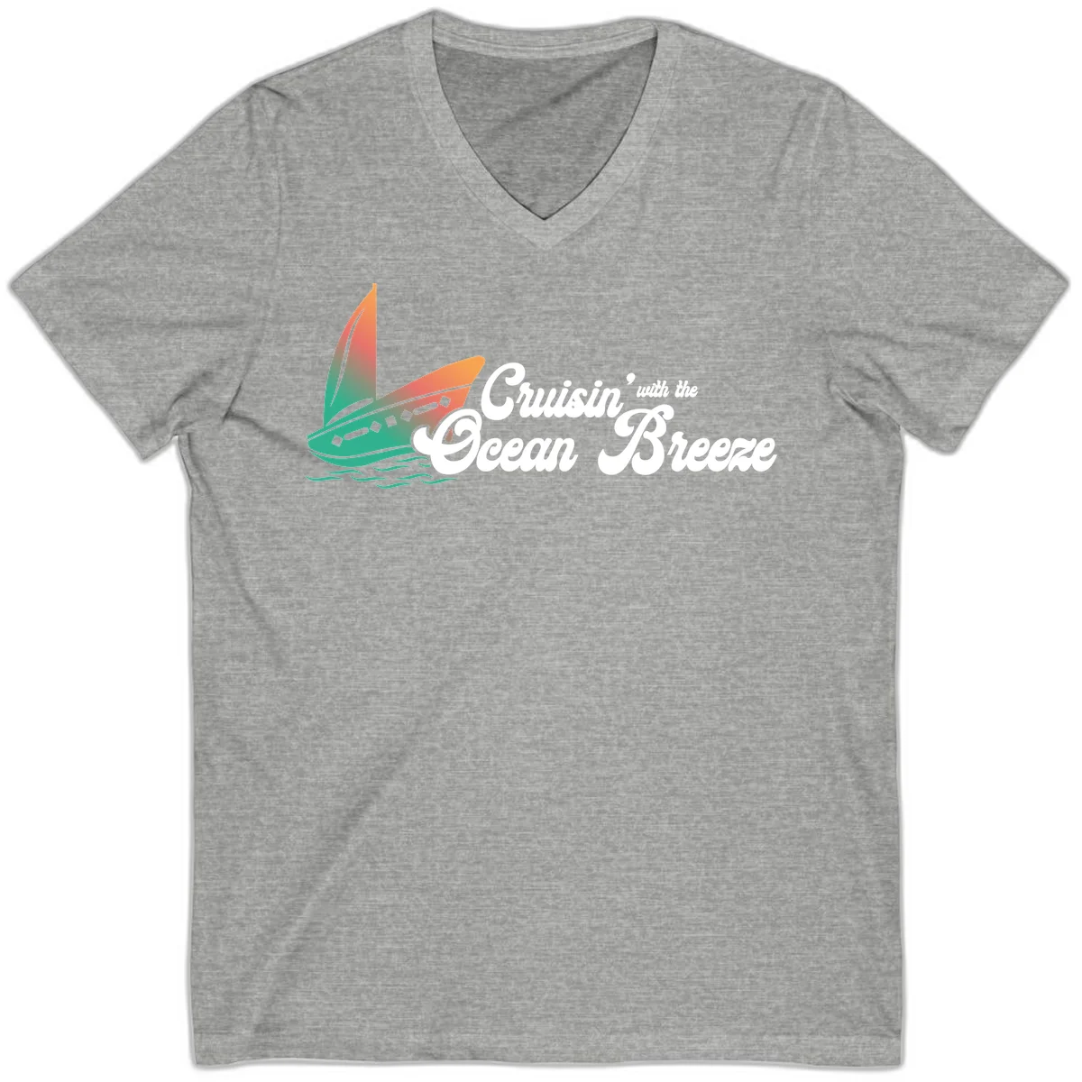 Cruisin' With The Ocean Breeze V-Neck in Athletic Heather