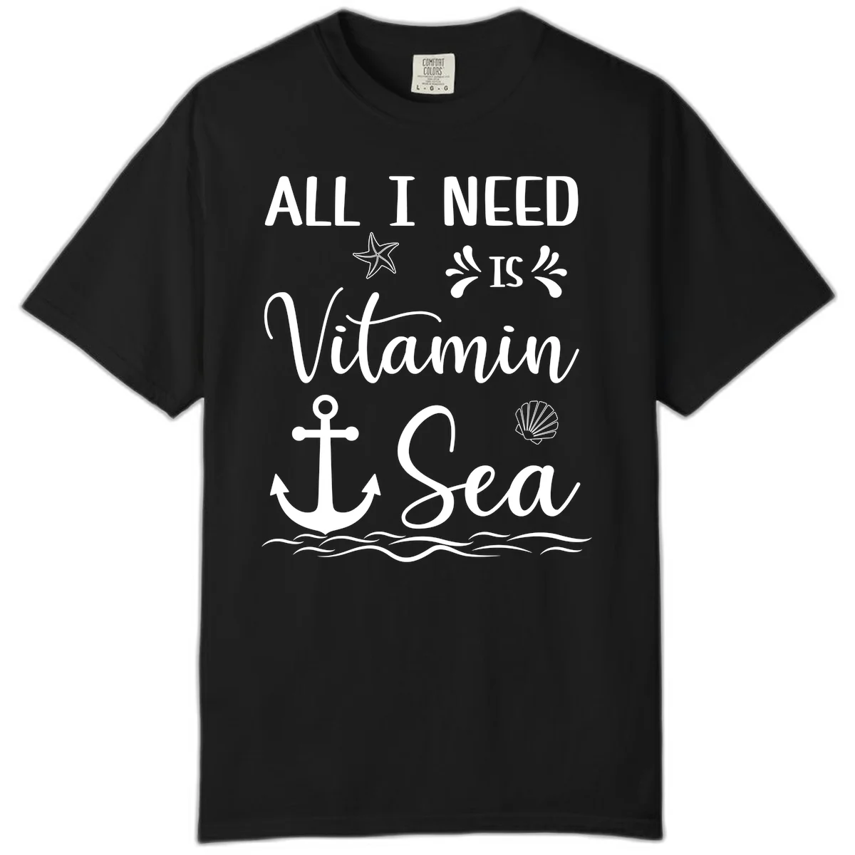 All I Need Is Vitamin Sea Comfort Color Cruise Tee in Black