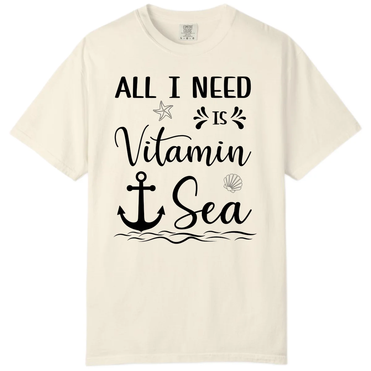 All I Need Is Vitamin Sea Comfort Color Cruise Tee in Ivory