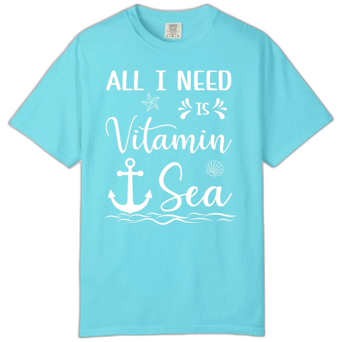 All I Need Is Vitamin Sea Comfort Color Cruise Tee in Lagoon Blue