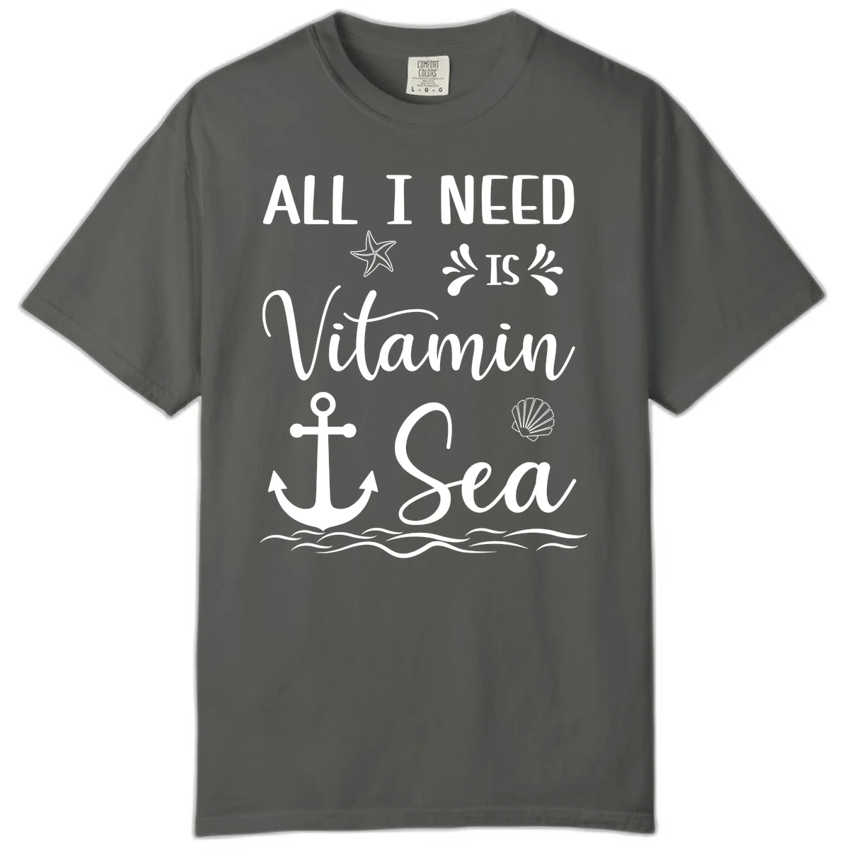 All I Need Is Vitamin Sea Comfort Color Cruise Tee in Pepper