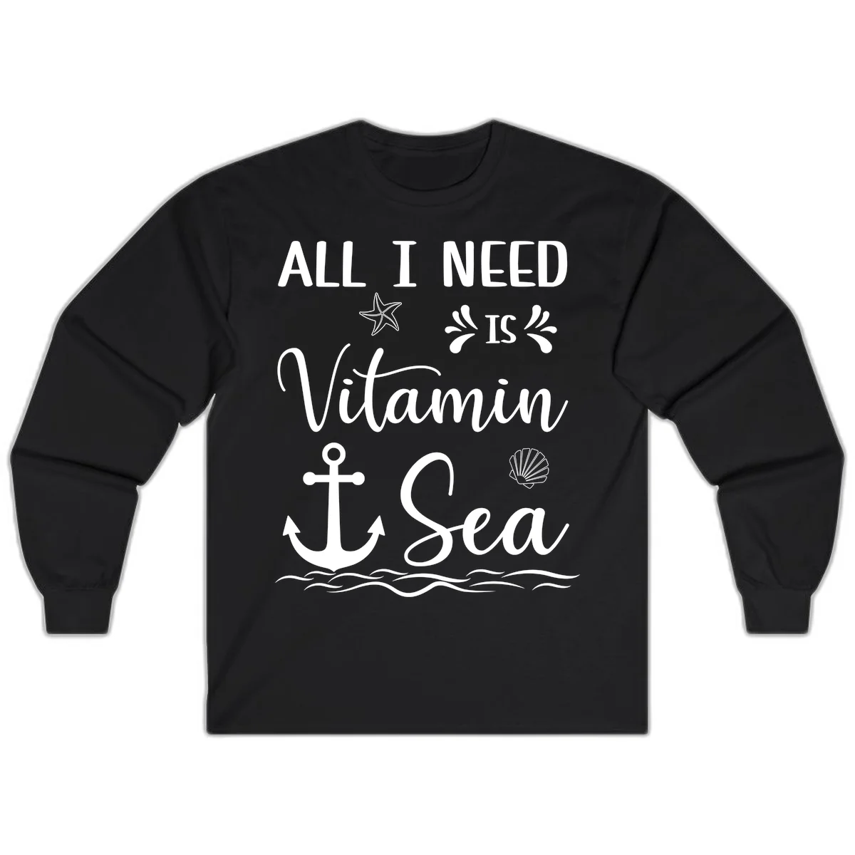 All I Need Is Vitamin Sea Long Sleeve Cruise Shirt in Black