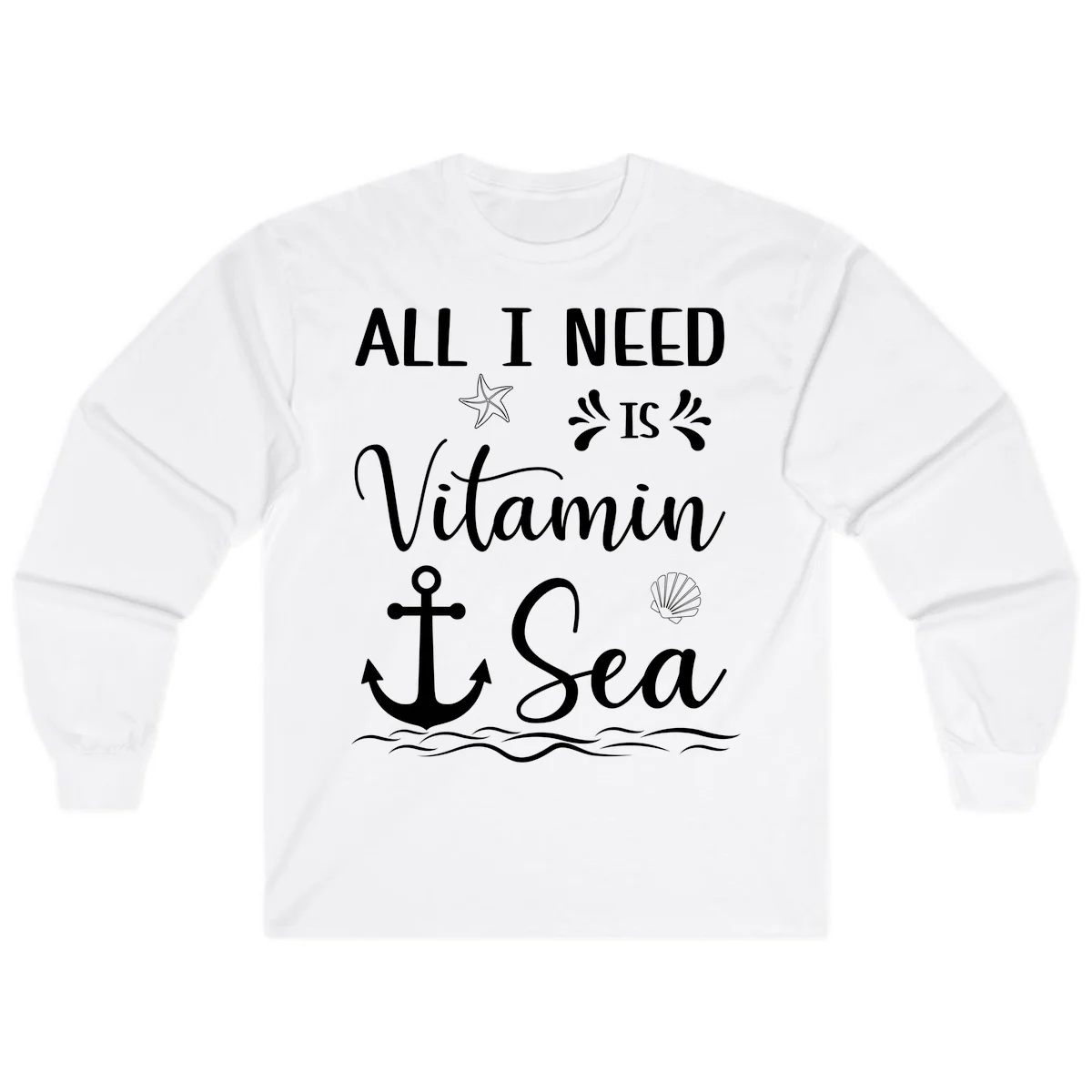All I Need Is Vitamin Sea Long Sleeve Cruise Shirt in White