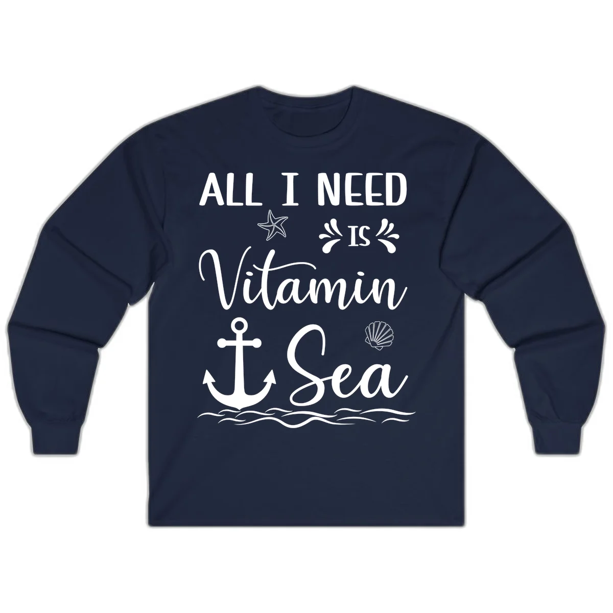 All I Need Is Vitamin Sea Long Sleeve Cruise Shirt in Navy