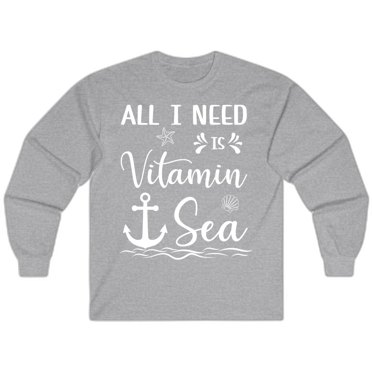 All I Need Is Vitamin Sea Long Sleeve Cruise Shirt in Sport Grey