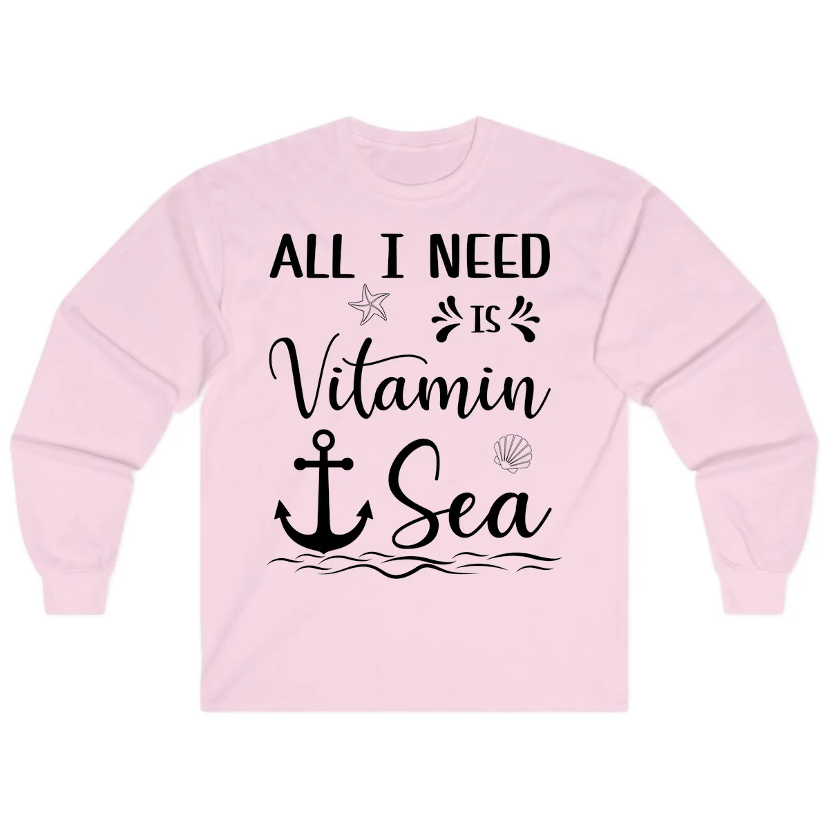 All I Need Is Vitamin Sea Long Sleeve Cruise Shirt in Light Pink