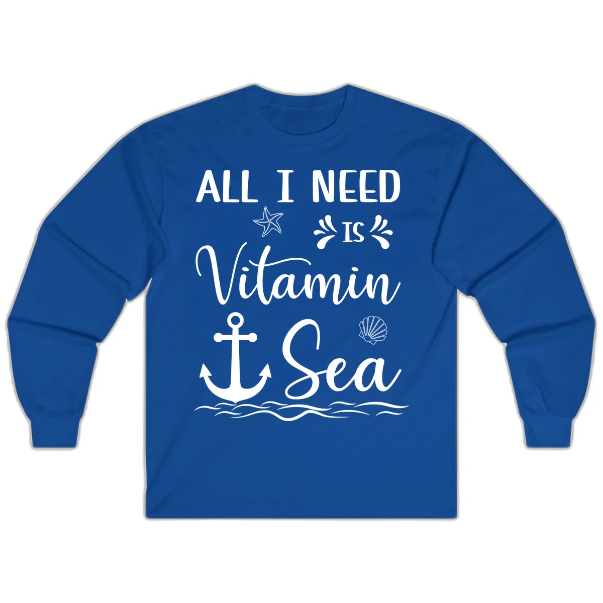 All I Need Is Vitamin Sea Long Sleeve Cruise Shirt in Royal