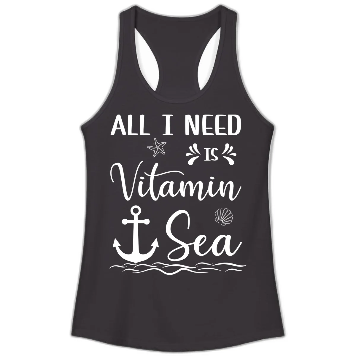 All I Need Is Vitamin Sea Ladies Tank Top in Black