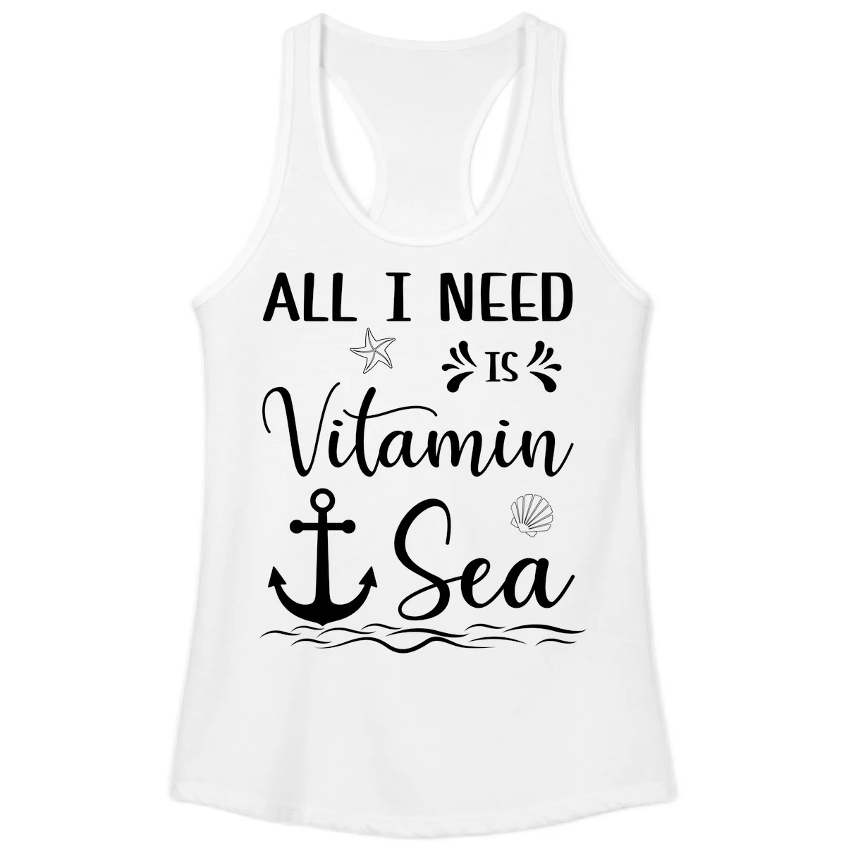 All I Need Is Vitamin Sea Ladies Tank Top in White