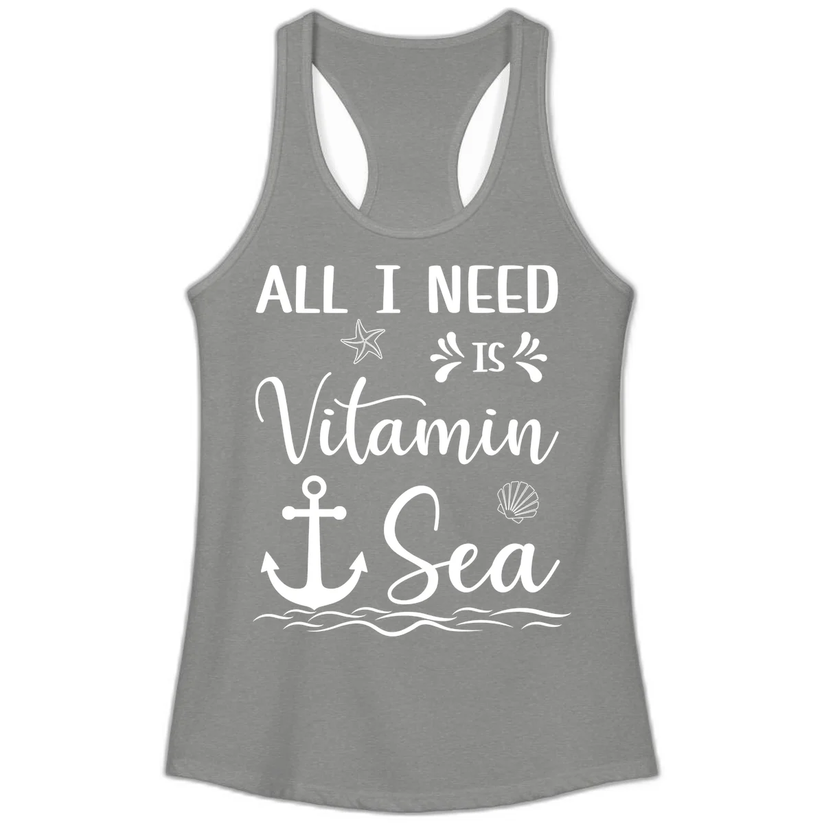 All I Need Is Vitamin Sea Ladies Tank Top in Heather Grey