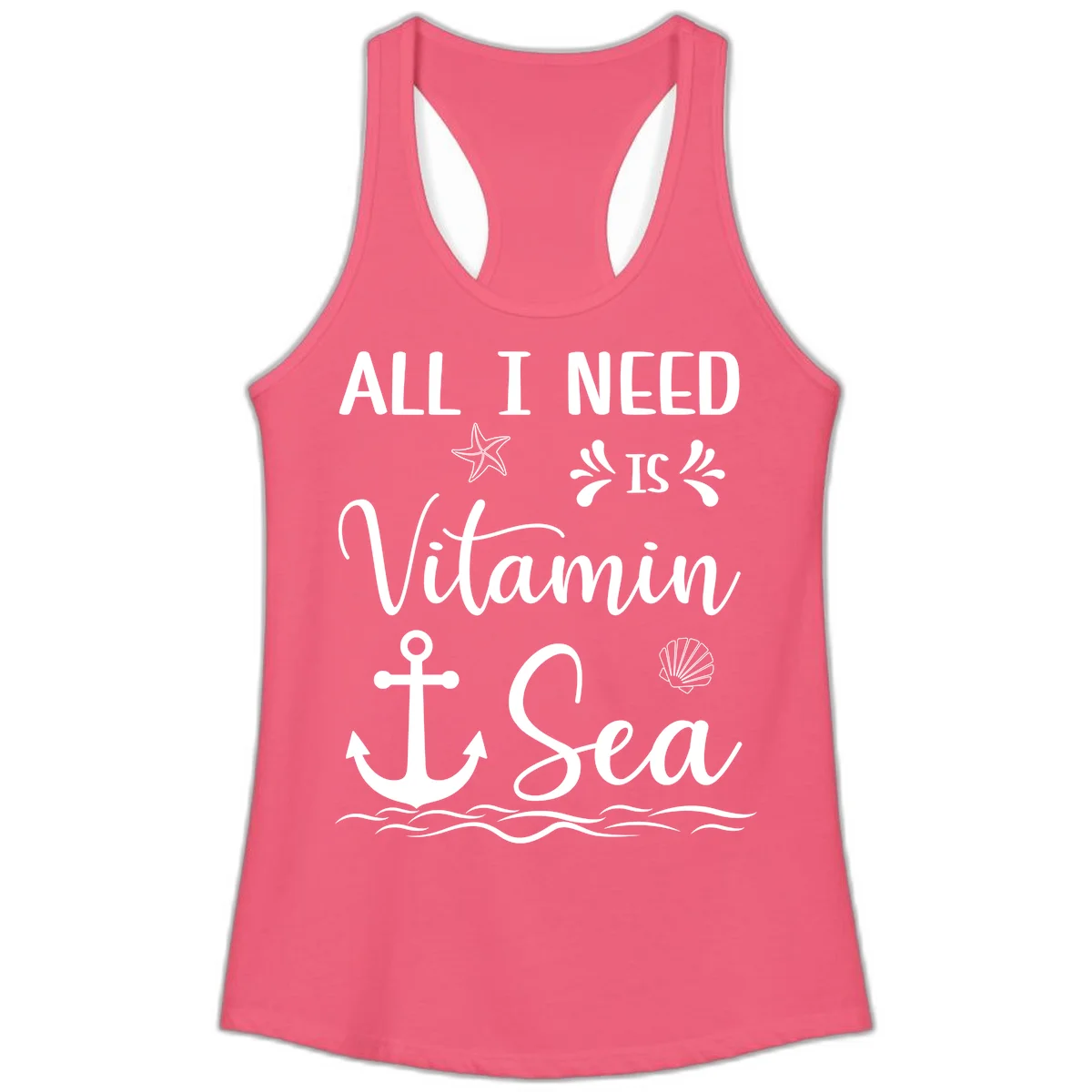 All I Need Is Vitamin Sea Ladies Tank Top in Hot Pink
