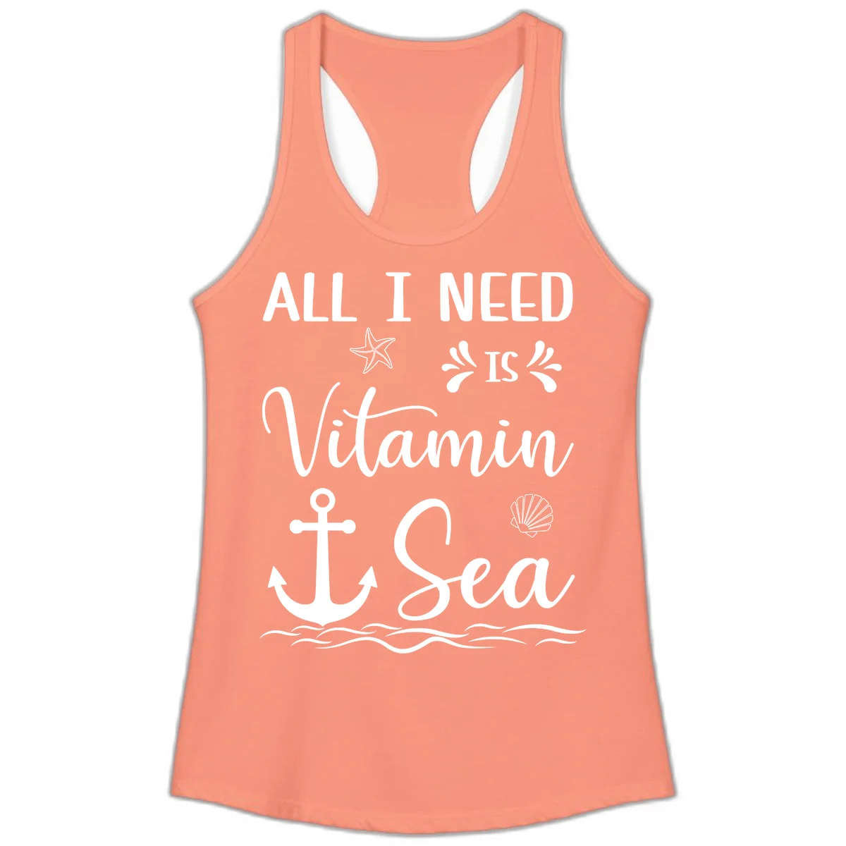 All I Need Is Vitamin Sea Ladies Tank Top in Solid Light Orange