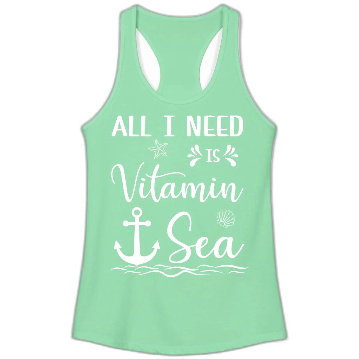 All I Need Is Vitamin Sea Ladies Tank Top in Solid Mint